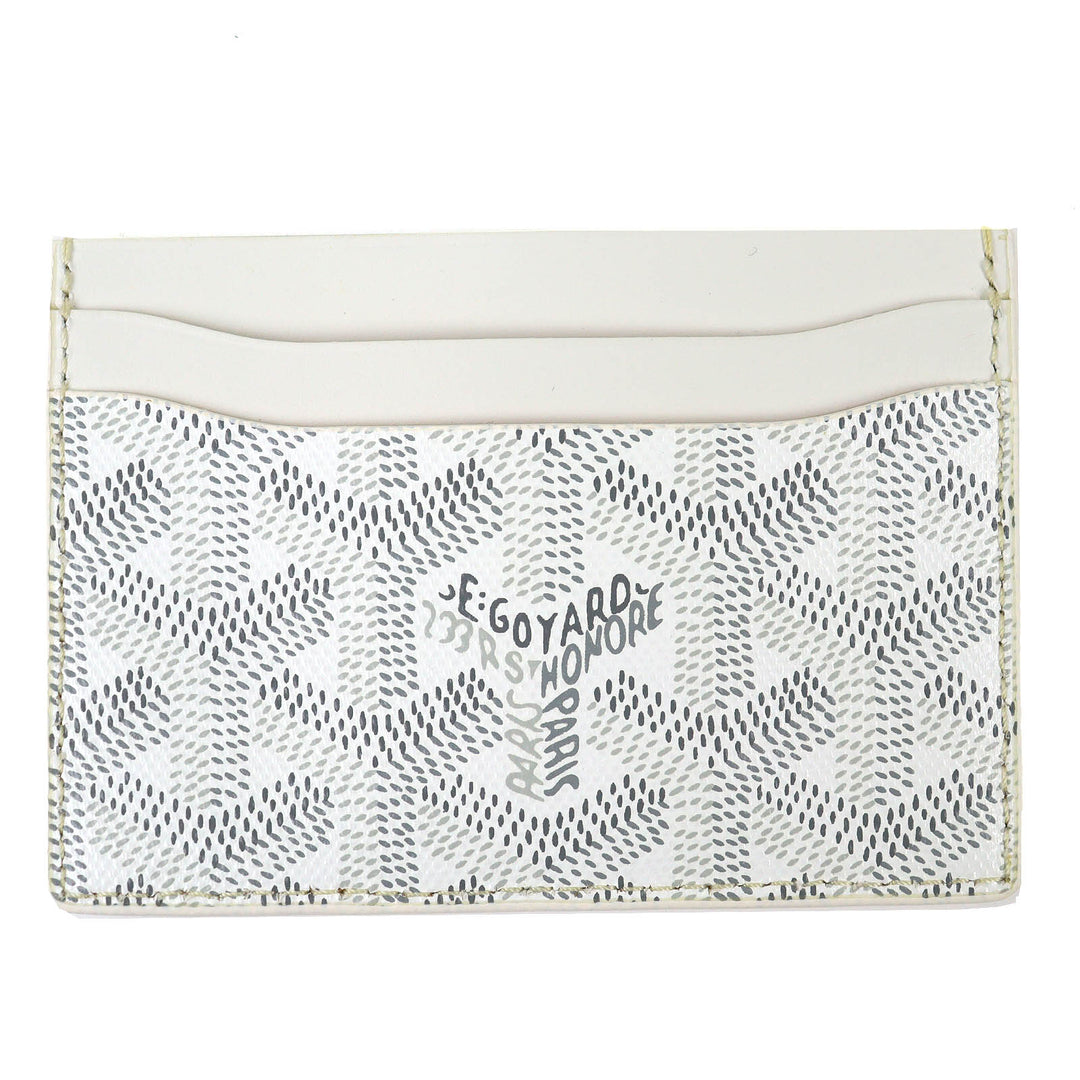 Pristine GOYARD Card Case Saint Sulpice Herringbone white PVC mens