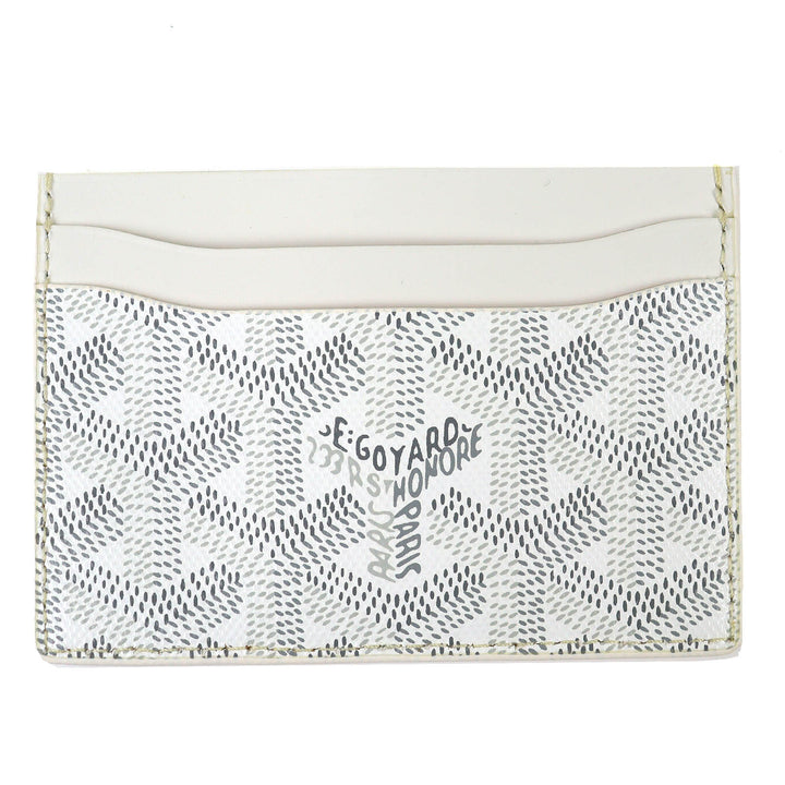 Pristine GOYARD Card Case Saint Sulpice Herringbone white PVC mens