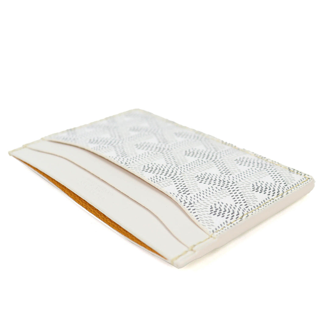 Pristine GOYARD Card Case Saint Sulpice Herringbone white PVC mens