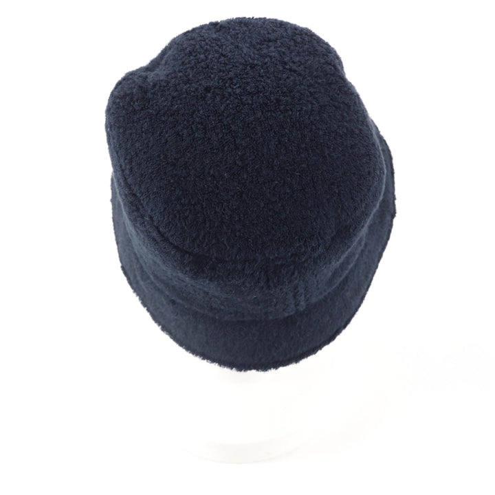 Great CHANEL hat Pile bucket with COCO Mark plate Navy cotton Women M 21V