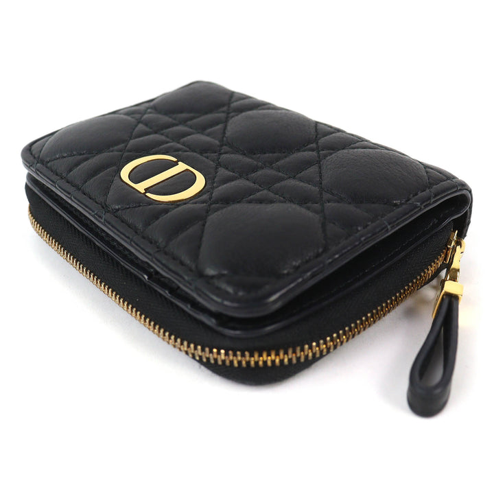 Very Good Christian Dior Bifold Wallet Dior Caro Scarlet Wallet black S5032UWHC