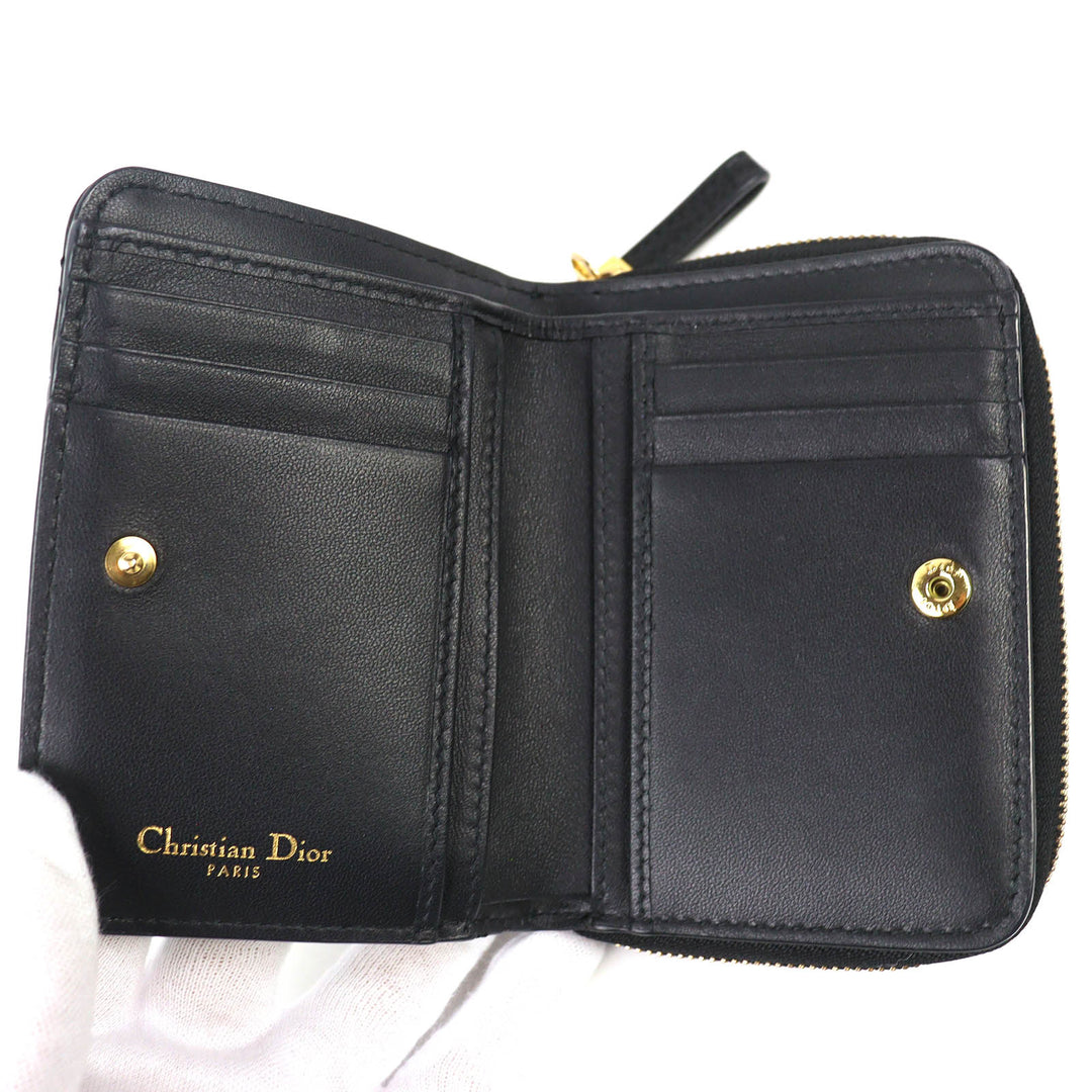 Very Good Christian Dior Bifold Wallet Dior Caro Scarlet Wallet black S5032UWHC
