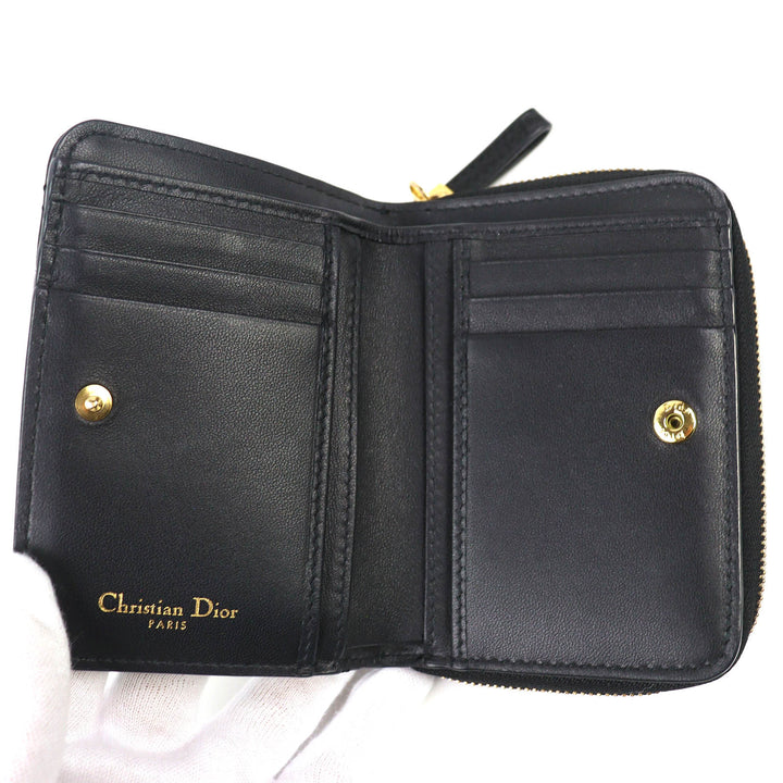 Very Good Christian Dior Bifold Wallet Dior Caro Scarlet Wallet black S5032UWHC