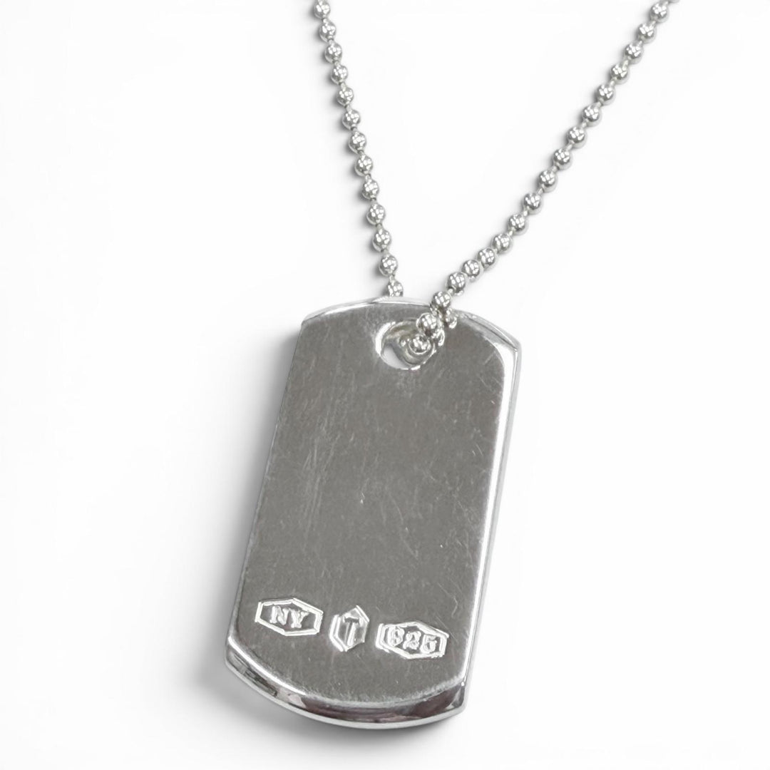 Excellent TIFFANY&Co. Necklace Makers ID Tag Pendant Silver AG925