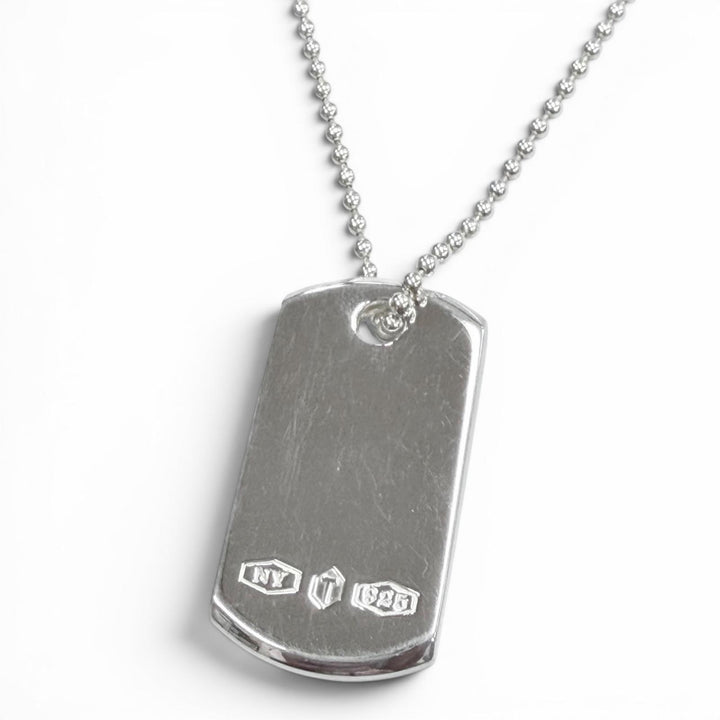 Excellent TIFFANY&Co. Necklace Makers ID Tag Pendant Silver AG925