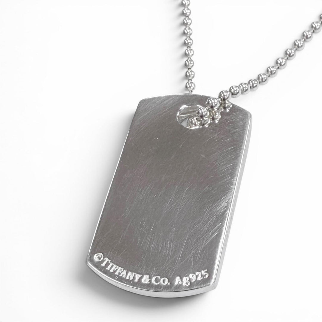 Excellent TIFFANY&Co. Necklace Makers ID Tag Pendant Silver AG925