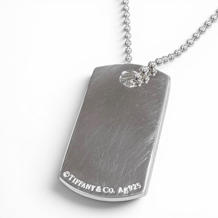 Excellent TIFFANY&Co. Necklace Makers ID Tag Pendant Silver AG925