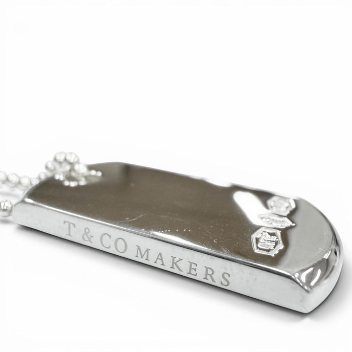 Excellent TIFFANY&Co. Necklace Makers ID Tag Pendant Silver AG925