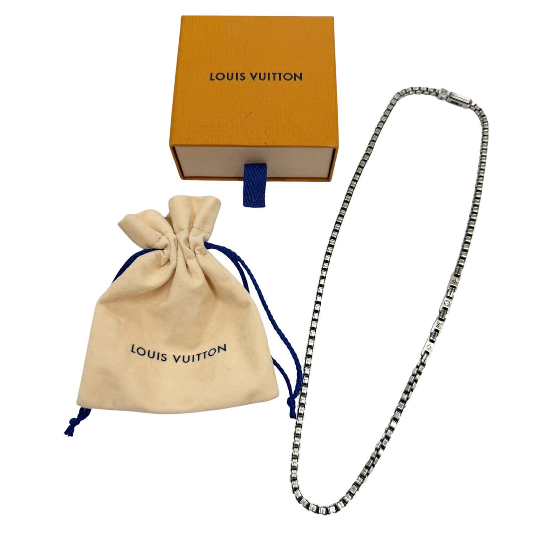 Great LOUIS VUITTON Necklace LV Tailor Chain Silver AG925 mens M02027