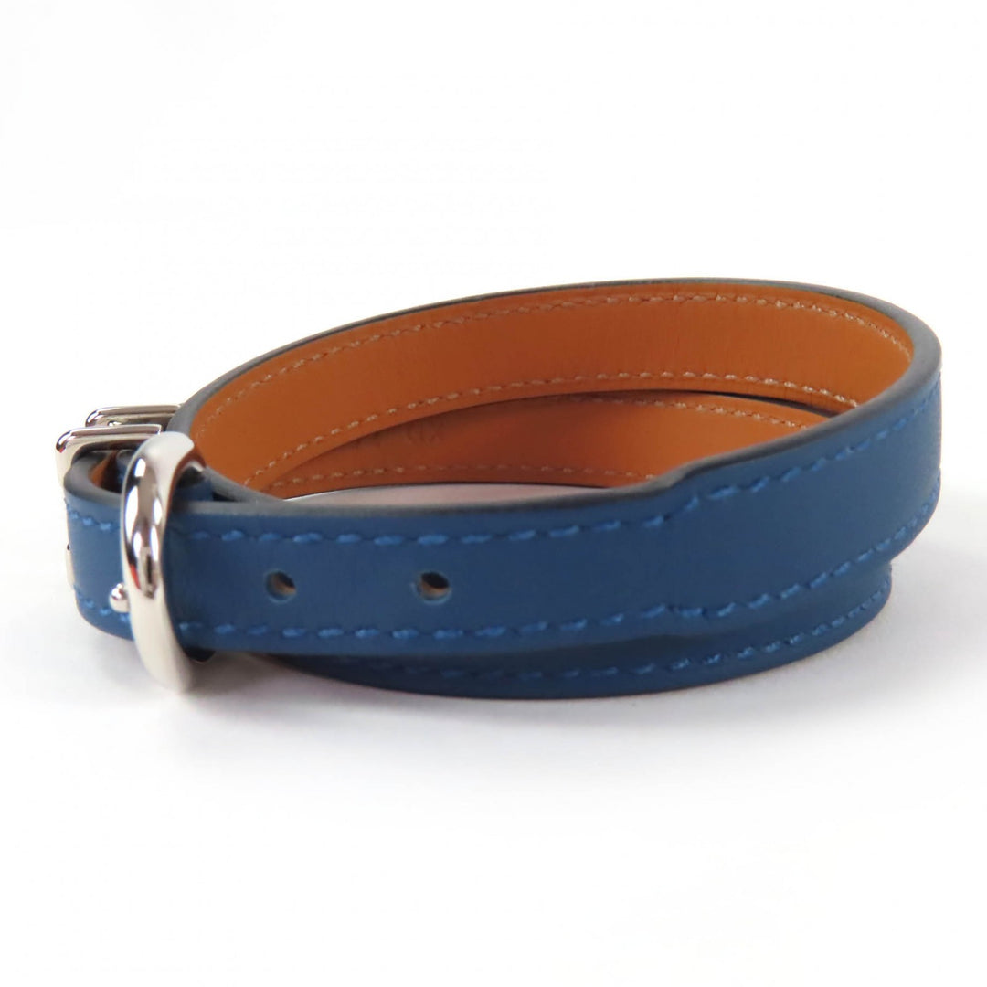 Pristine HERMES bracelet Trench Double Leather Navy leather Women