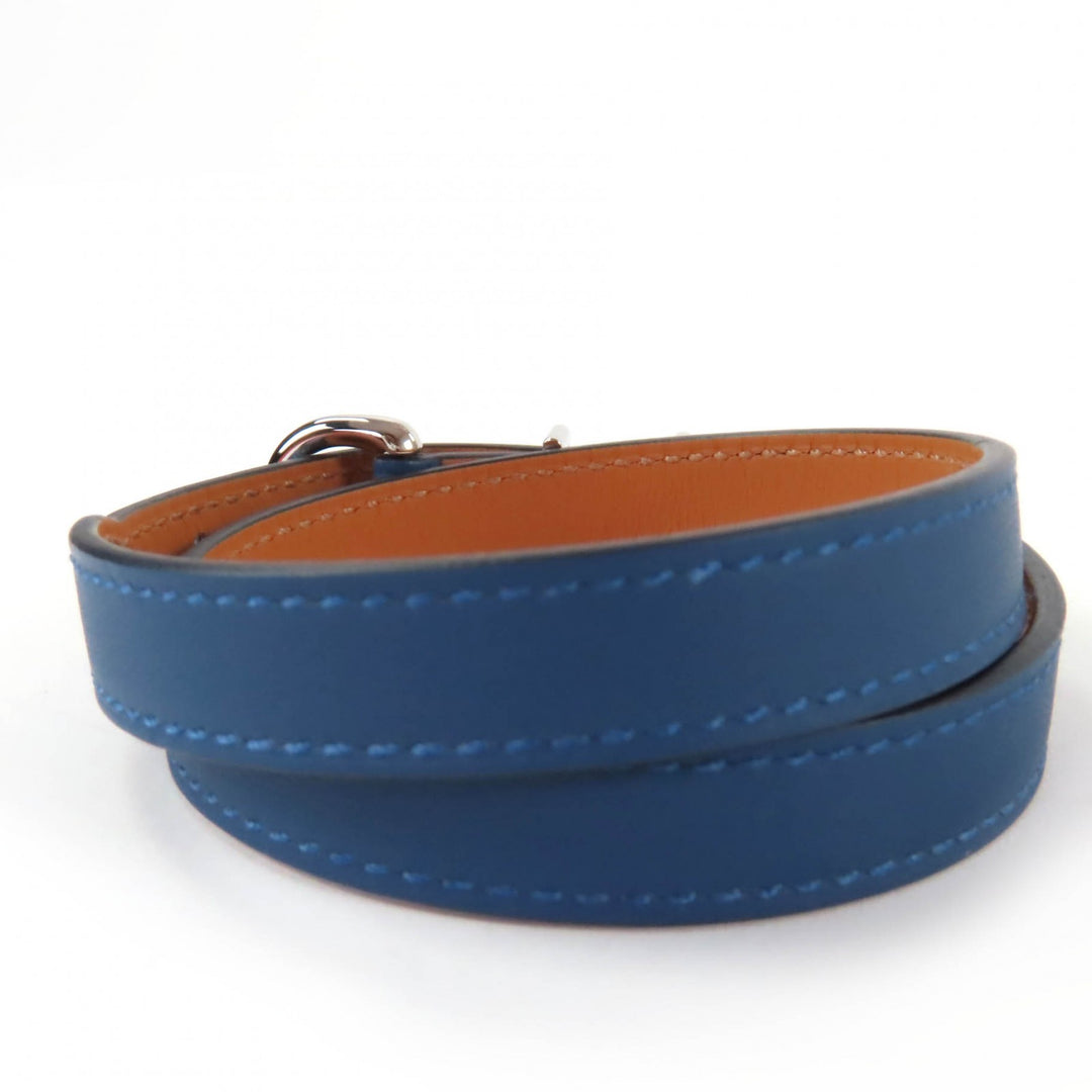 Pristine HERMES bracelet Trench Double Leather Navy leather Women