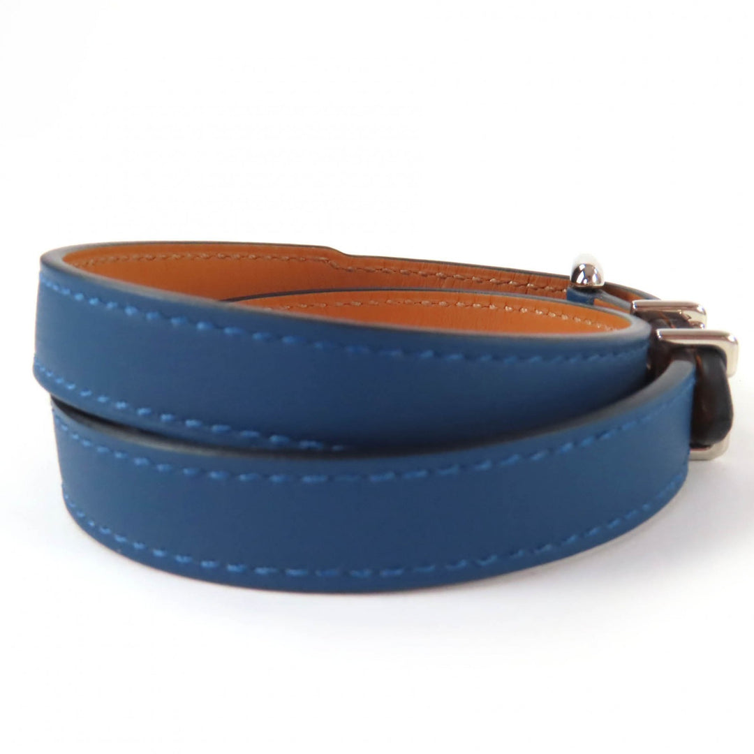 Pristine HERMES bracelet Trench Double Leather Navy leather Women