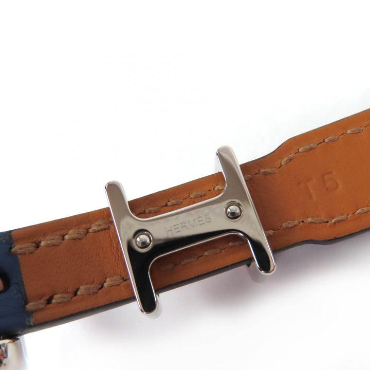 Pristine HERMES bracelet Trench Double Leather Navy leather Women