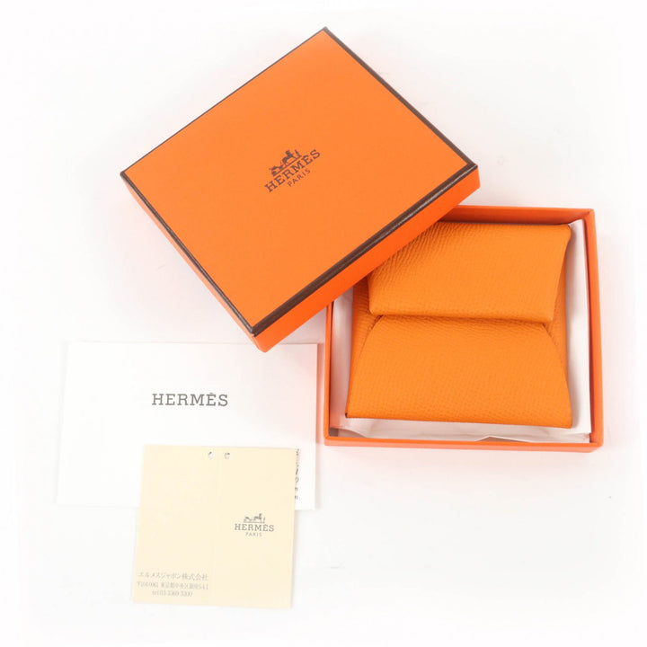 Pristine HERMES Coin case Bastia Orange Epsom Leather Women