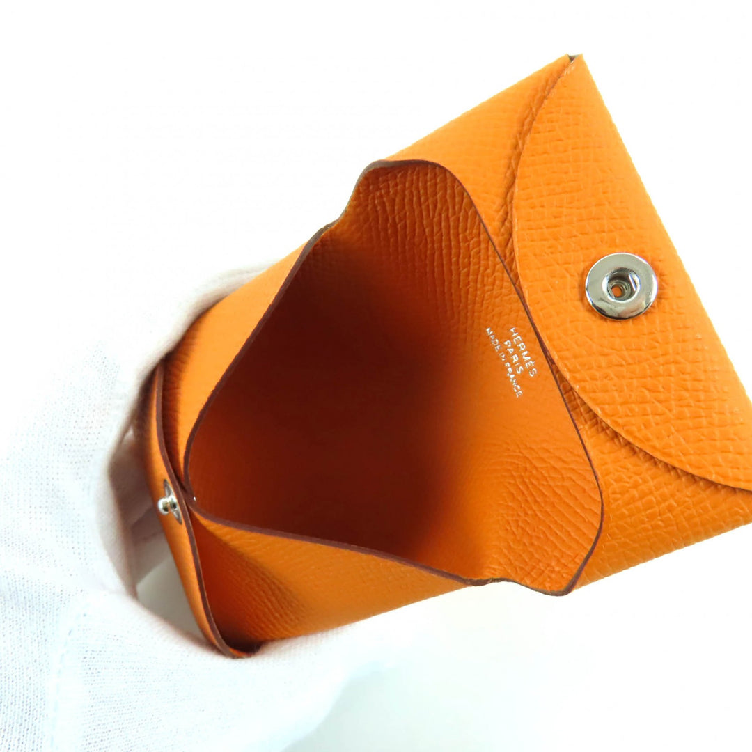 Pristine HERMES Coin case Bastia Orange Epsom Leather Women