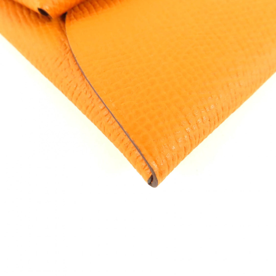 Pristine HERMES Coin case Bastia Orange Epsom Leather Women