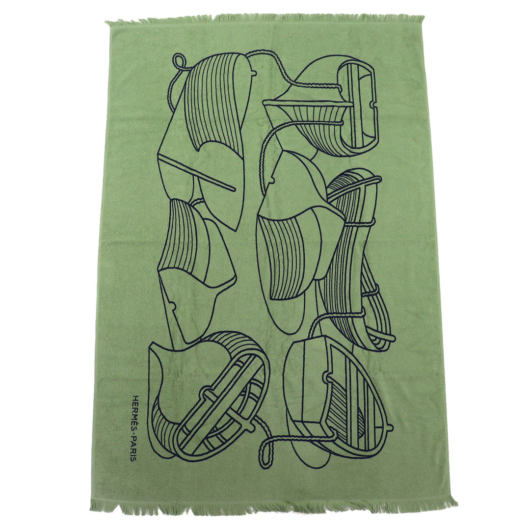 Pristine HERMES Yachting Plage Teresa Fringe Blanket Towel Blanket HTH2501