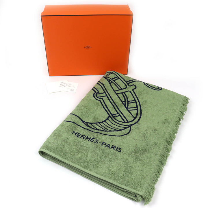 Pristine HERMES Yachting Plage Teresa Fringe Blanket Towel Blanket HTH2501
