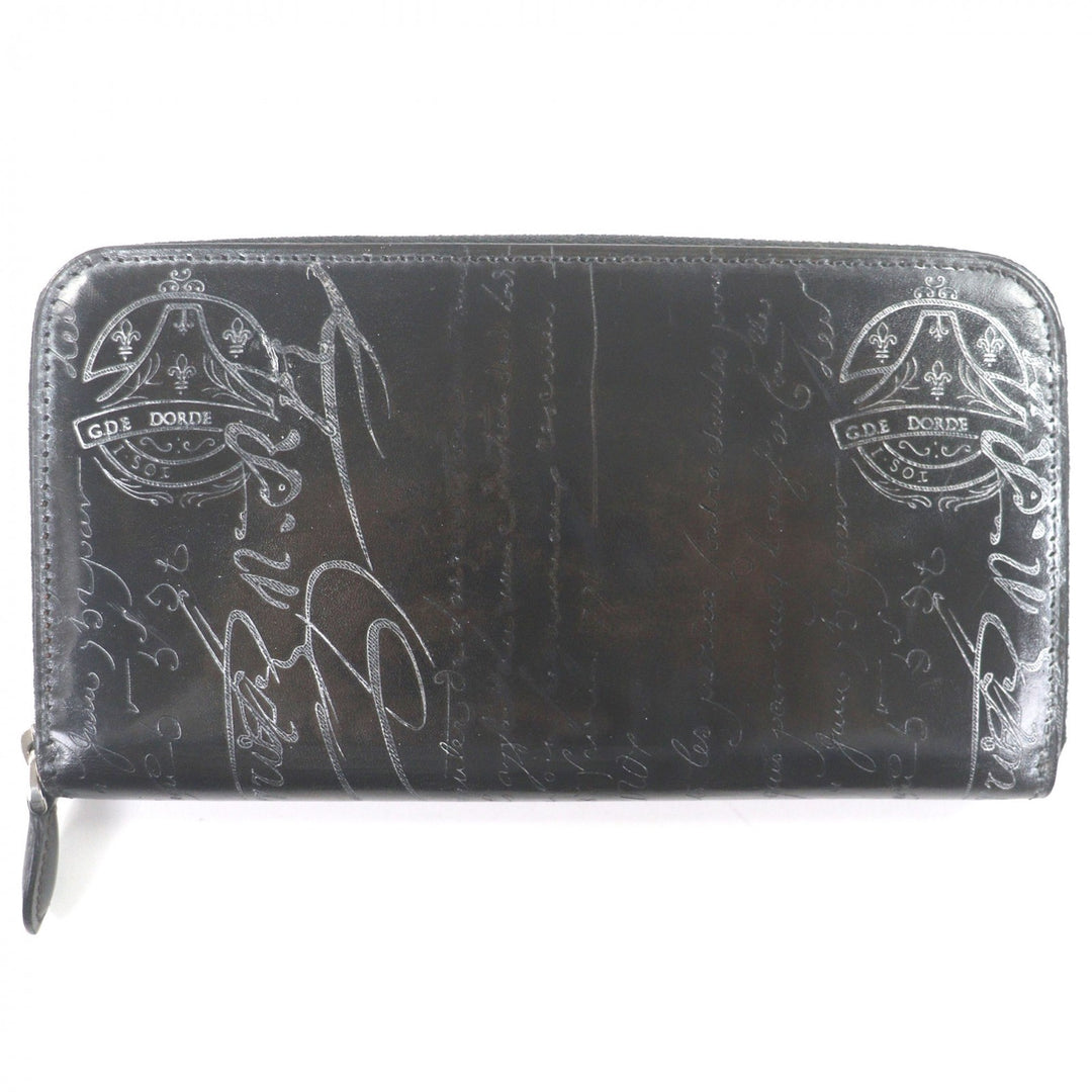 Pristine BERLUTI Purse Itauba Patine Calligraphy Scritto Long Wallet Dark brown