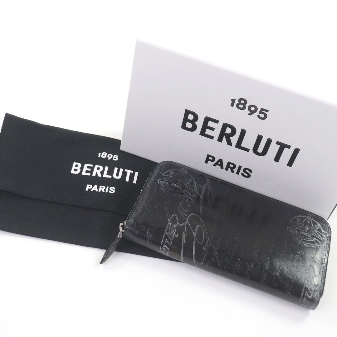 Pristine BERLUTI Purse Itauba Patine Calligraphy Scritto Long Wallet Dark brown