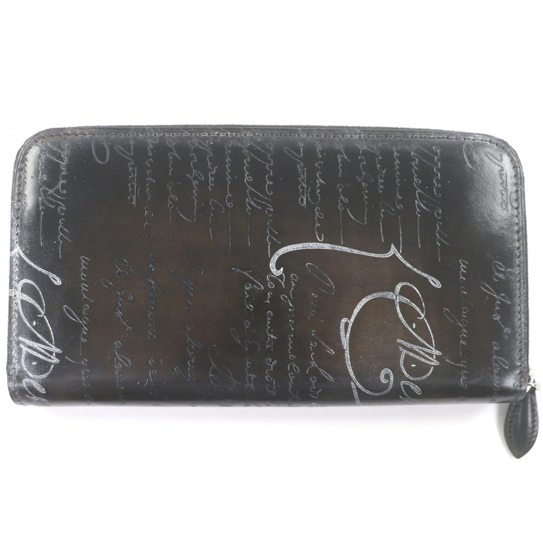 Pristine BERLUTI Purse Itauba Patine Calligraphy Scritto Long Wallet Dark brown