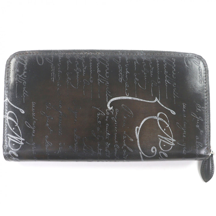 Pristine BERLUTI Purse Itauba Patine Calligraphy Scritto Long Wallet Dark brown