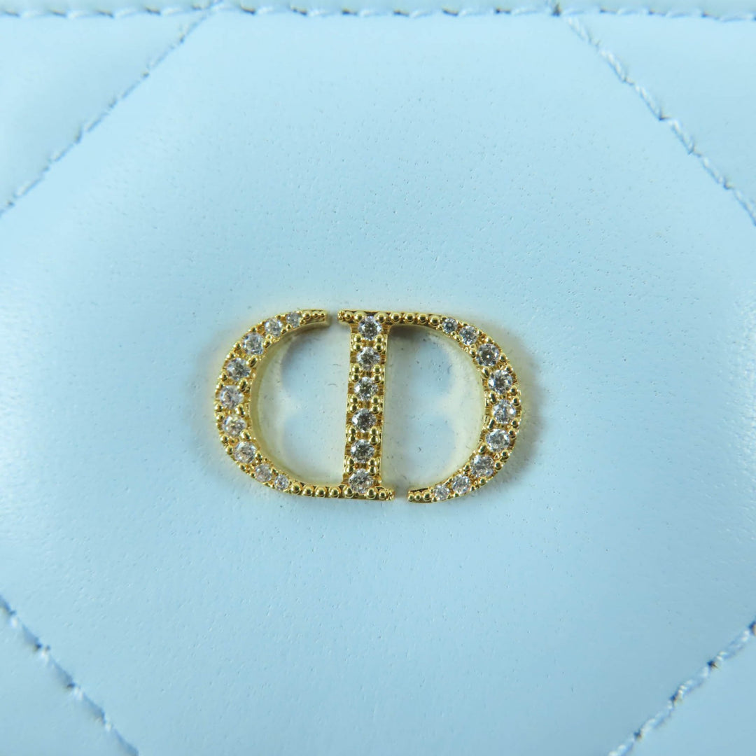 Excellent Christian Dior Dior Caro Freesia crystal card holder Light blue