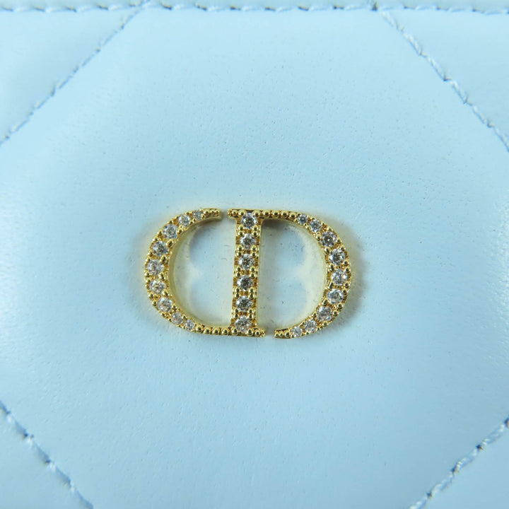 Excellent Christian Dior Dior Caro Freesia crystal card holder Light blue