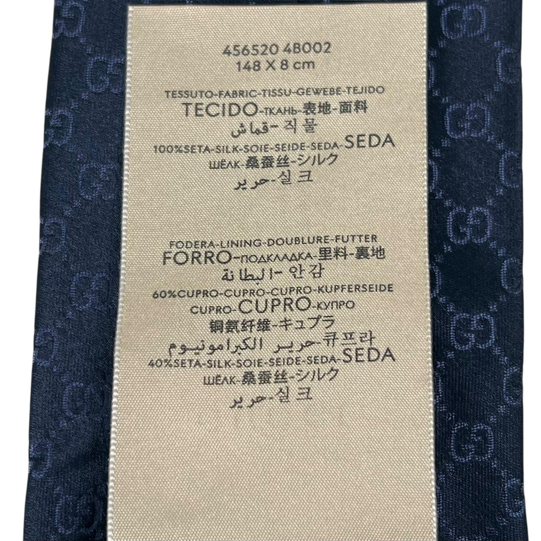 Excellent GUCCI tie TIE FEDRA 8.0 GG pattern Navy silk mens 456520