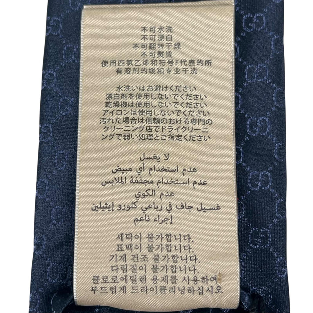 Excellent GUCCI tie TIE FEDRA 8.0 GG pattern Navy silk mens 456520