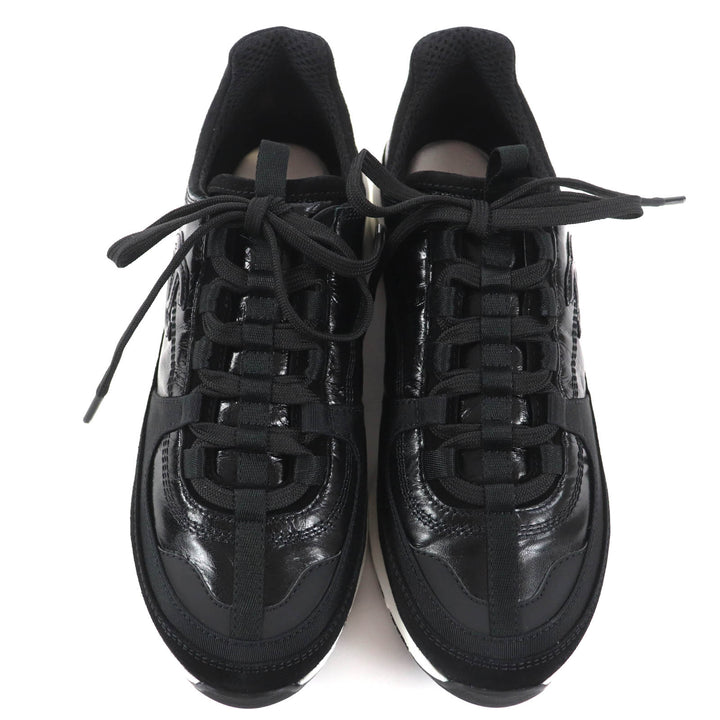 Pristine CHANEL Low cut sneakers COCO Mark black leather Women 37 G46609