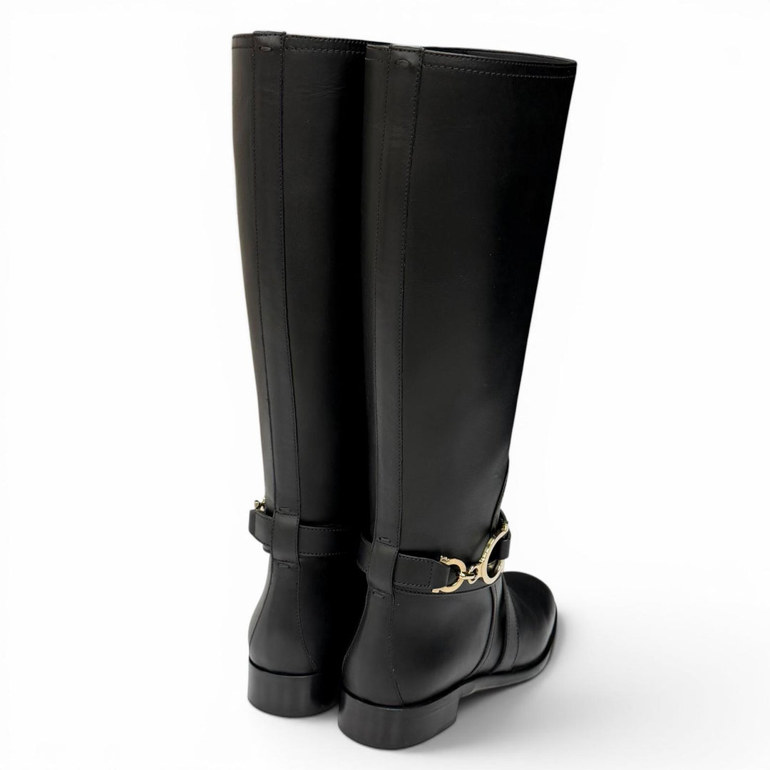 Great Salvatore Ferragamo Knee-high boots Double Gancini Leather black 6.5