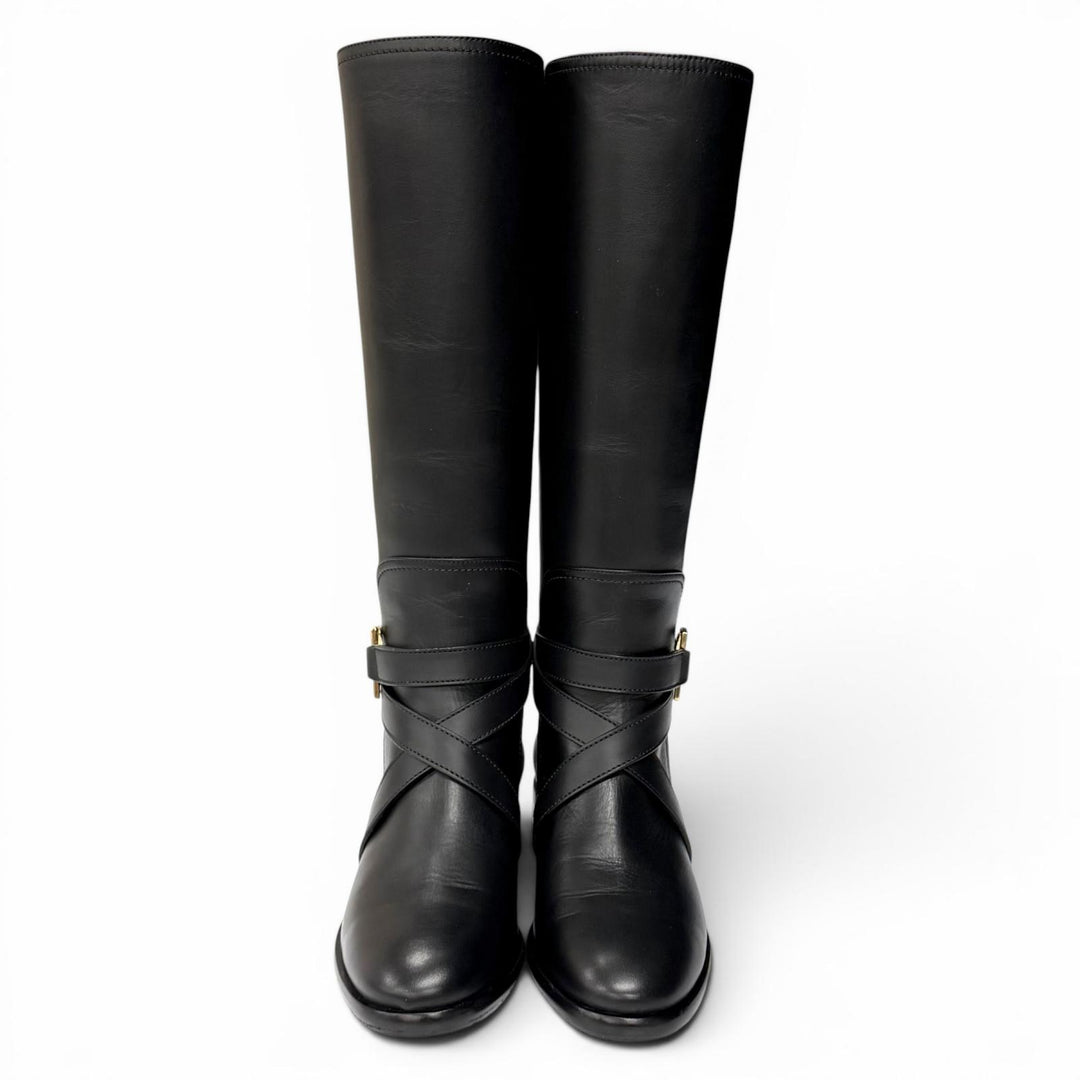 Great Salvatore Ferragamo Knee-high boots Double Gancini Leather black 6.5