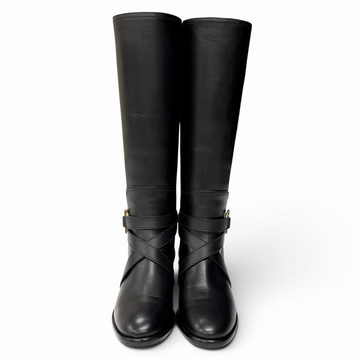 Great Salvatore Ferragamo Knee-high boots Double Gancini Leather black 6.5
