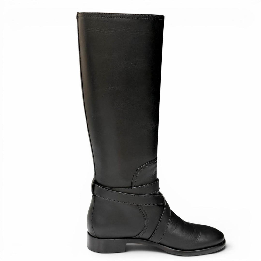 Great Salvatore Ferragamo Knee-high boots Double Gancini Leather black 6.5