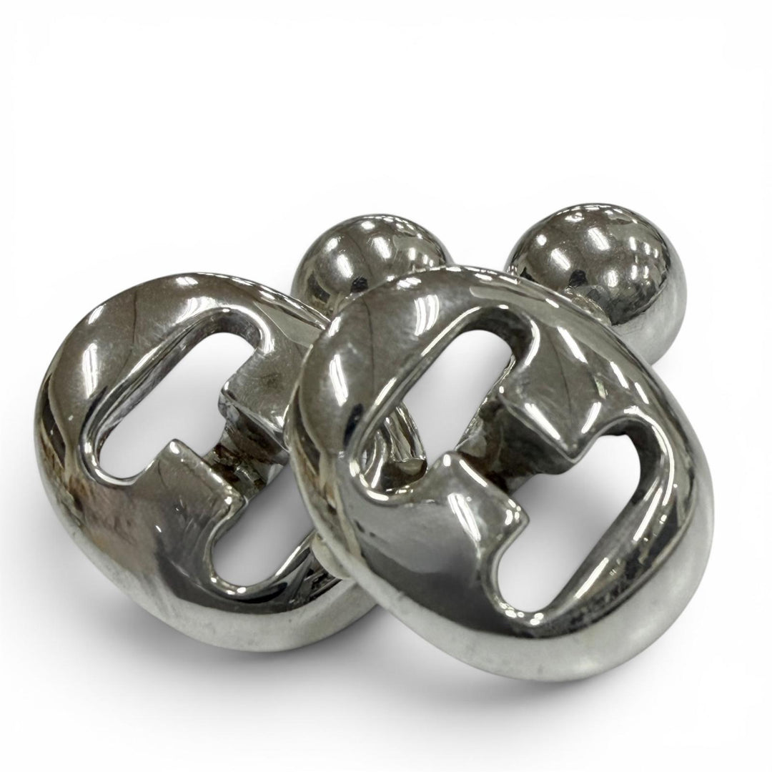 Great HERMES Cufflinks cufflinks H logo, hallmark included. Silver 925 mens