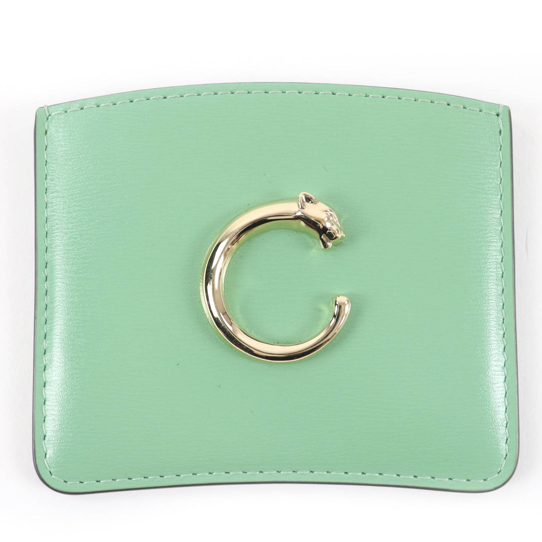 Pristine Cartier Card Case PANTHERE C card holder Grained calfskin Leather Women