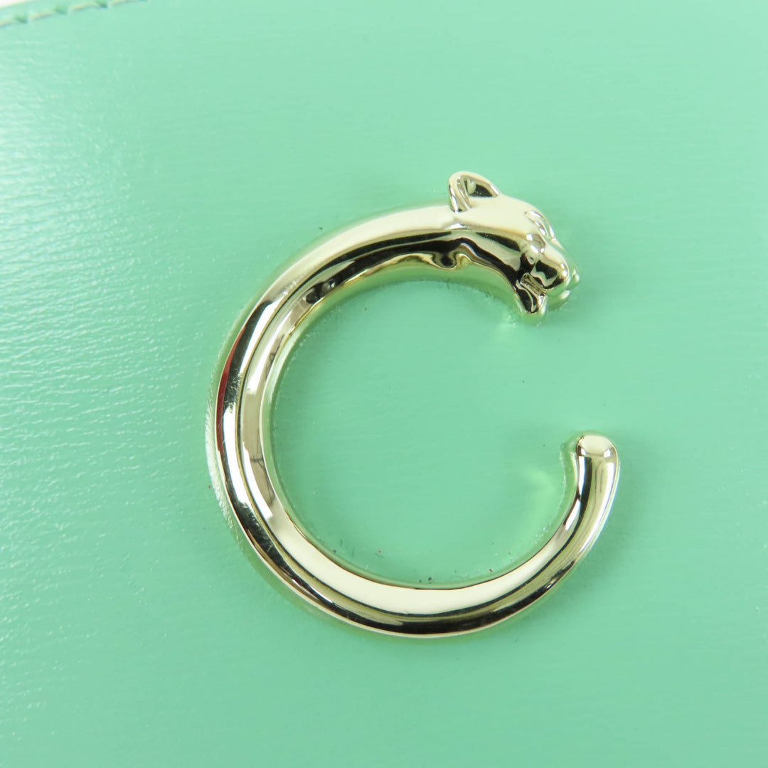 Pristine Cartier Card Case PANTHERE C card holder Grained calfskin Leather Women