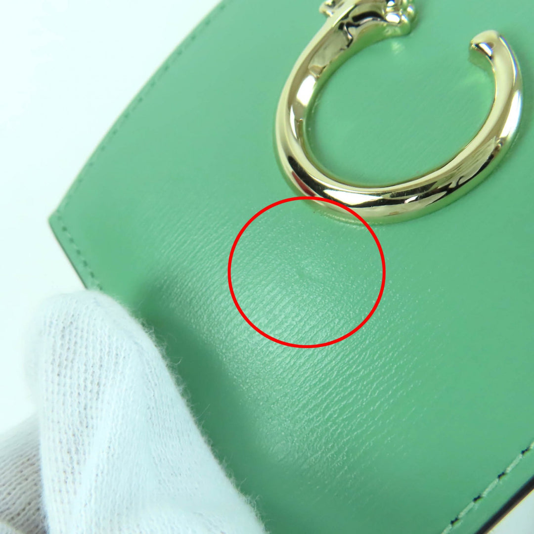 Pristine Cartier Card Case PANTHERE C card holder Grained calfskin Leather Women