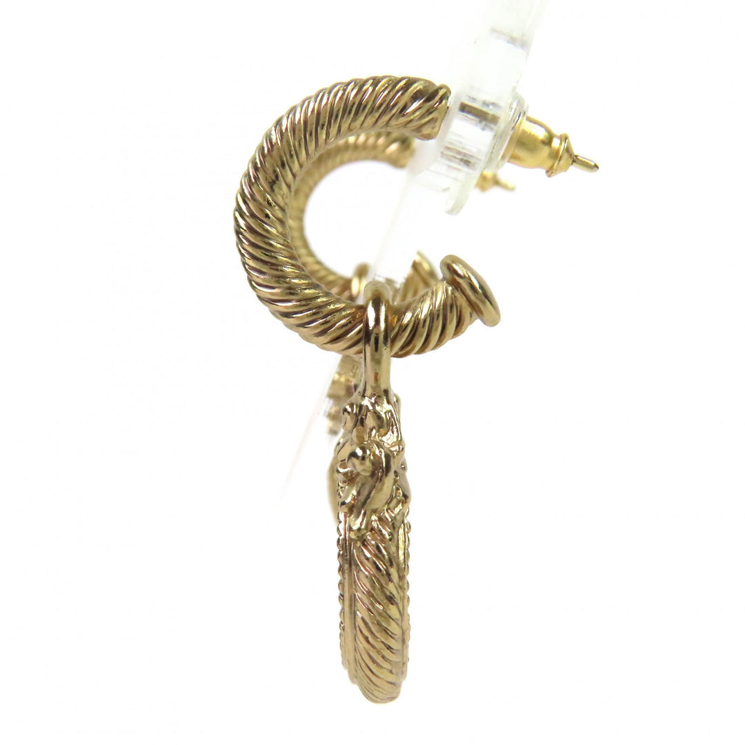 Excellent CHANEL COCO Mark Rope Twist Swing Pierce Accessory (Binaural) gold 05A