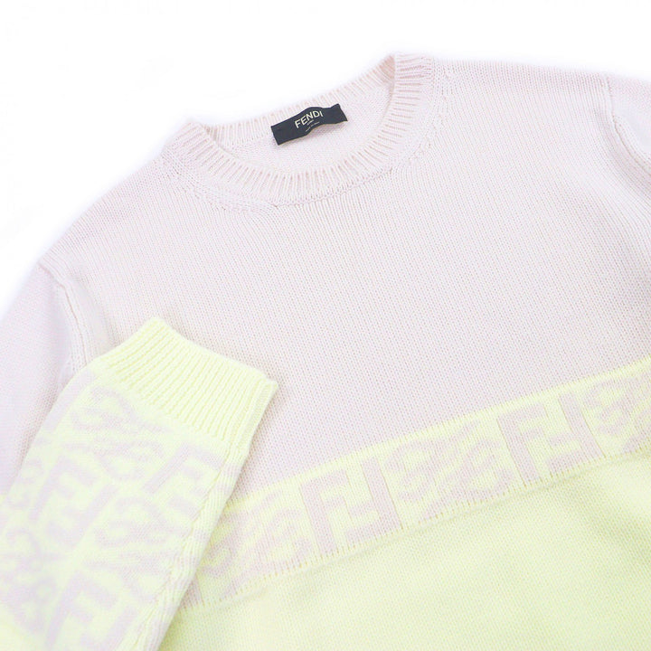 Excellent FENDI sweater FF Logo Zucca Pattern Crew Neck