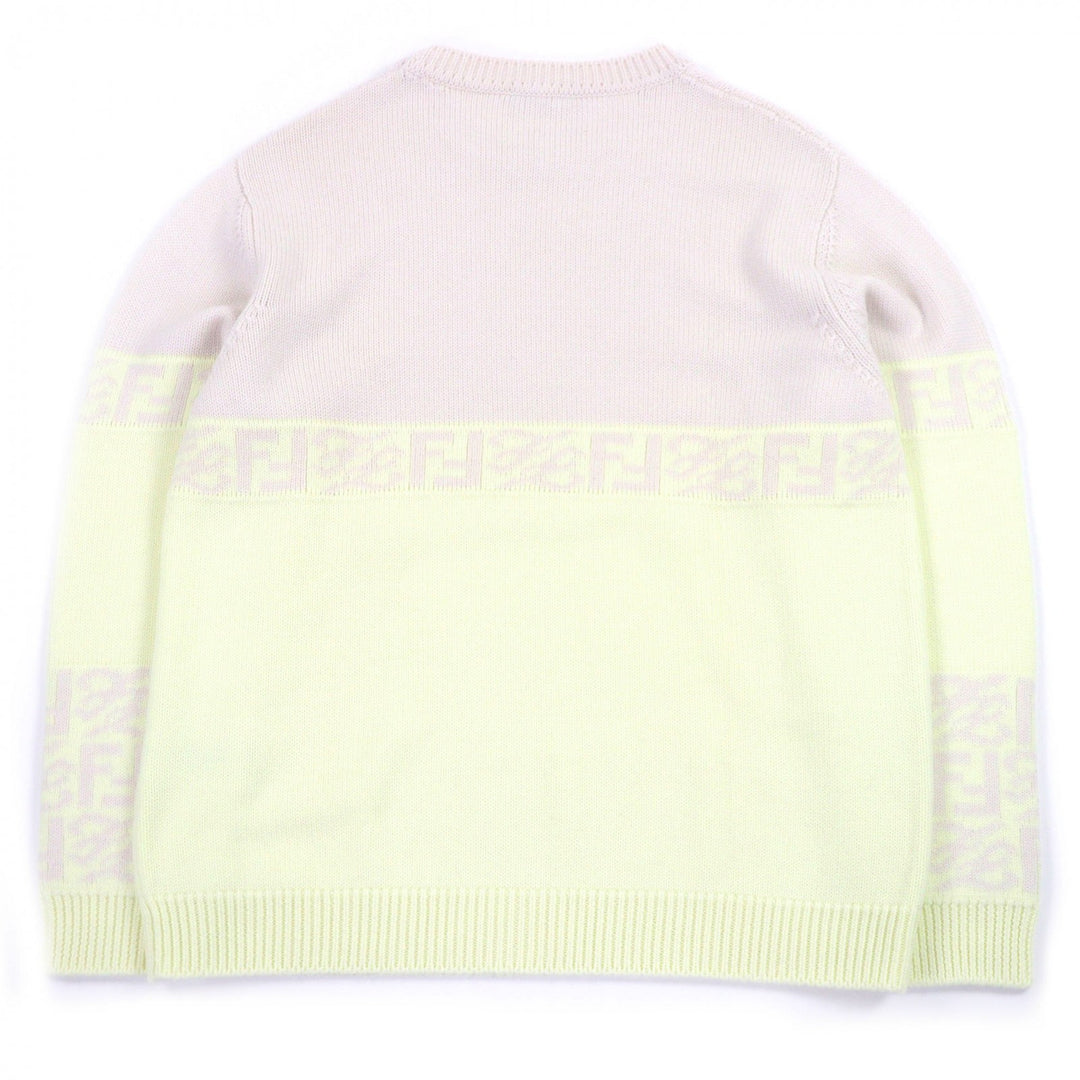 Excellent FENDI sweater FF Logo Zucca Pattern Crew Neck