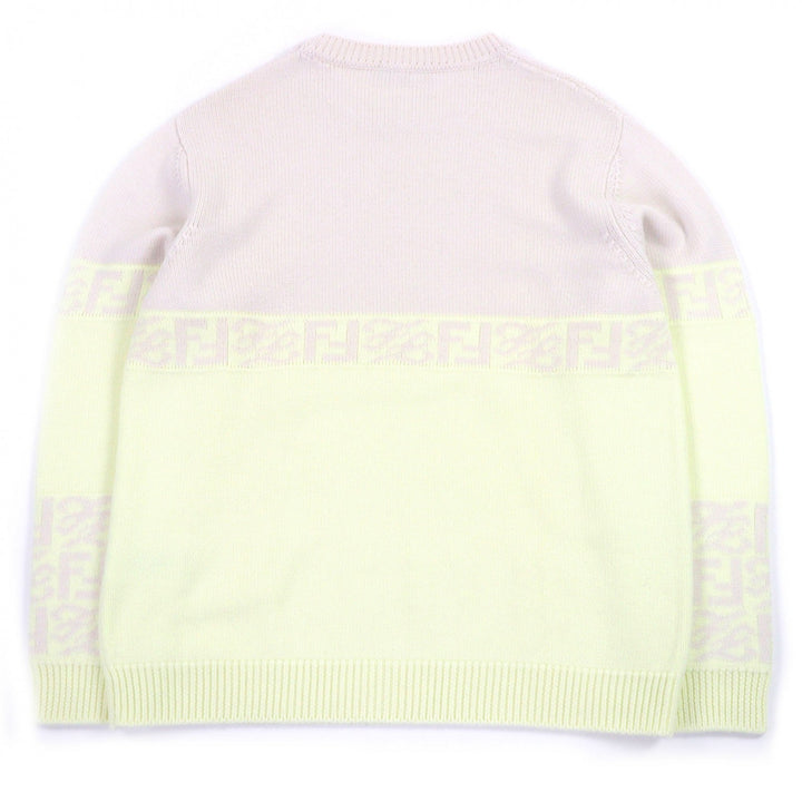 Excellent FENDI sweater FF Logo Zucca Pattern Crew Neck