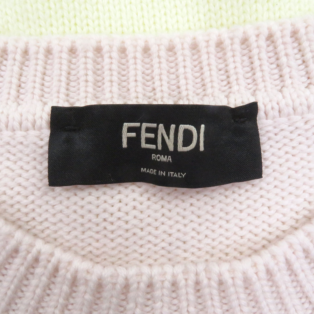 Excellent FENDI sweater FF Logo Zucca Pattern Crew Neck
