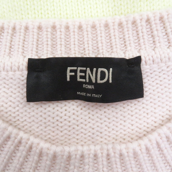 Excellent FENDI sweater FF Logo Zucca Pattern Crew Neck