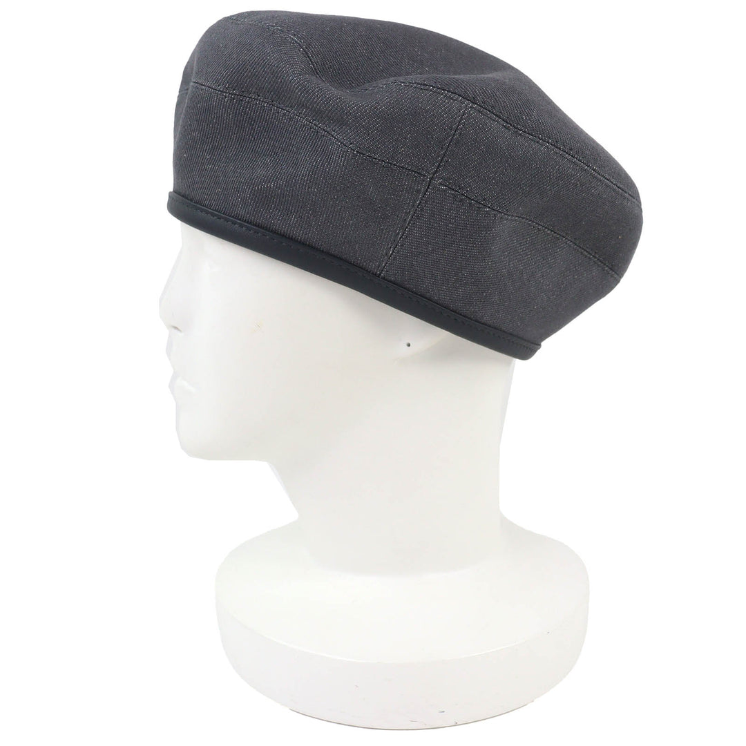 Pristine HERMES beret Saint Honoré Serie button leather trim gray cotton 56
