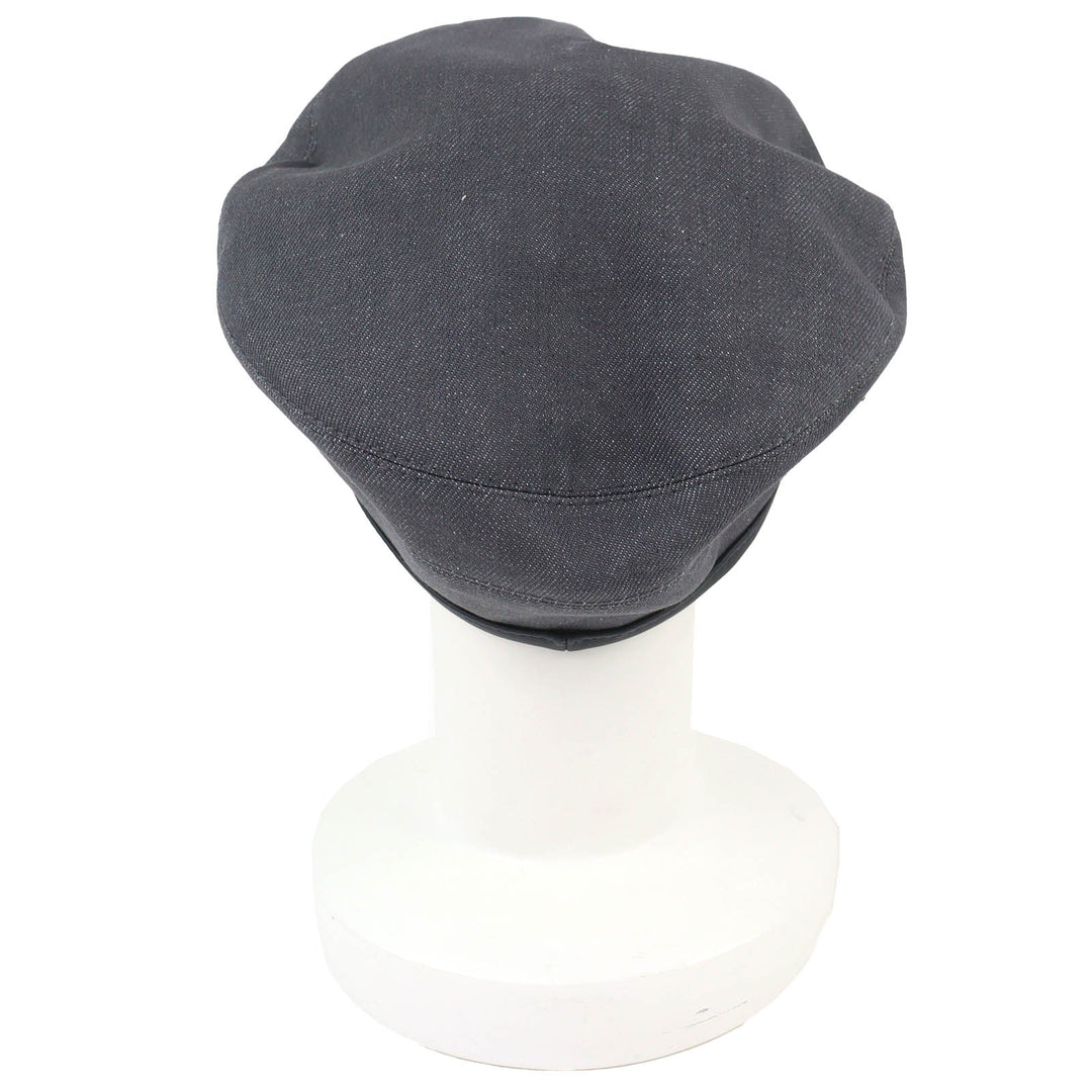 Pristine HERMES beret Saint Honoré Serie button leather trim gray cotton 56