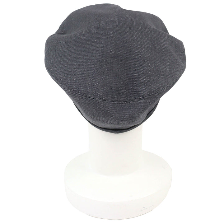 Pristine HERMES beret Saint Honoré Serie button leather trim gray cotton 56