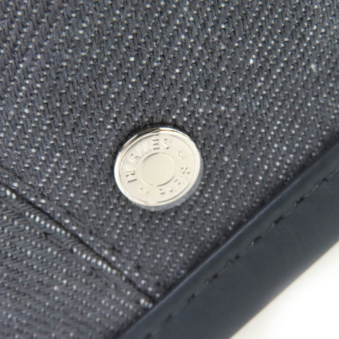 Pristine HERMES beret Saint Honoré Serie button leather trim gray cotton 56
