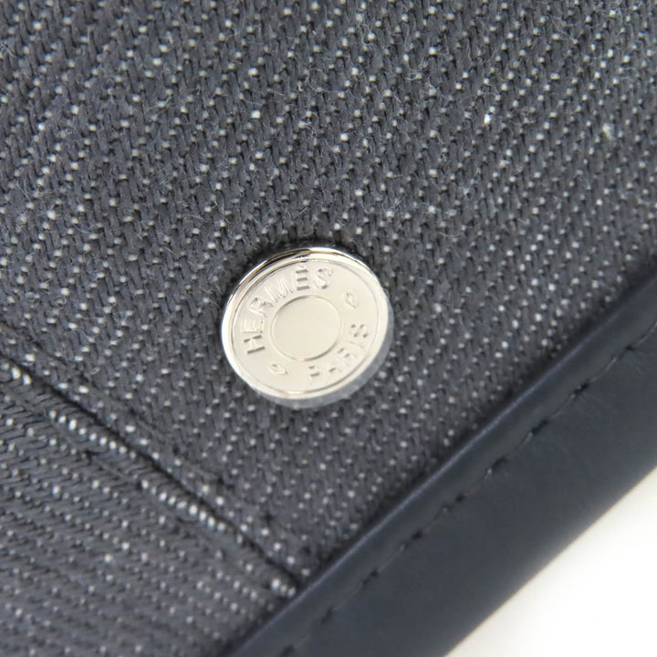 Pristine HERMES beret Saint Honoré Serie button leather trim gray cotton 56